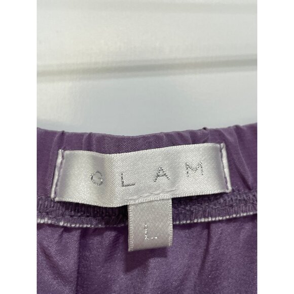 Glam Silk Ruffle Strapless Mini Dress Size Large Elastic Waist Purple Feminine - Picture 3 of 6